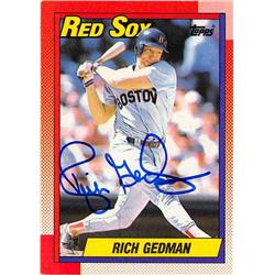 700261 Rich Gedman Autographed Boston Red Sox 1990 Topps No.123 Blue Baseball Card