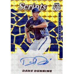 700268 Dane Dunning Autographed Texas Rangers 2021 Panini Mosaic Scripts Prizm No.SCRDD Baseball Card