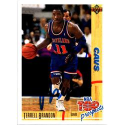 700298 Terrell Brandon Autographed Cleveland Cavaliers, SC 1992 Upper Deck No.441 Basketball Card