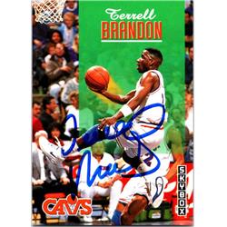 700306 Terrell Brandon Autographed Cleveland Cavaliers, SC 1992 Skybox No.38 Basketball Card