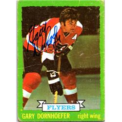 700449 Gary Dornhoefer Autographed Philadelphia Flyers, SC 1973 Topps No.167 Hockey Card
