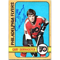 700452 Gary Dornhoefer Autographed Philadelphia Flyers, SC 1972 O-Pee-Chee No.146 Hockey Card