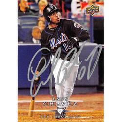 700521 Endy Chavez Autographed New York Mets 2008 Upper Deck No.412 Paper Silver Baseball Card