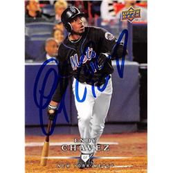 700524 Endy Chavez Autographed New York Mets 2008 Upper Deck No.412 Paper Blue Baseball Card