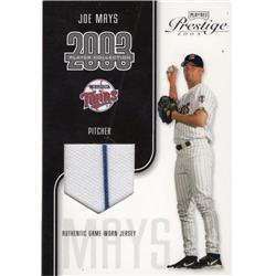 700763 Joe Mays Player Worn Jersey Patch Minnesota Twins 2003 Playoff Prestige No.JM LE 126-325 Pinstripe Baseball Card