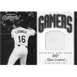 700810 Ryan Ludwick Player Worn Jersey Patch Oakland Athletics 2002 Donruss Originals Gamers No.G26 LE 319-500 Baseball Card