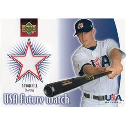 700824 Aaron Hill Player Worn Jersey Patch Team USA 2002 Upper Deck Future Watch No.USAH Baseball Card