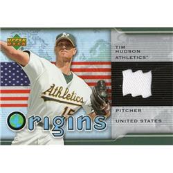700878 Tim Hudson Player Worn Jersey Patch Oakland Athletics 2004 Upper Deck Origins No.ORTH Baseball Card