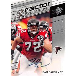 700966 Sam Baker Autographed Atlanta Falcons 2009 Upper Deck Xfactor No.XBA Football Card