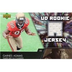 701069 Gaines Adams Player Worn Jersey Patch Tampa Bay Buccaneers 2007 Upper Deck Winning Materials No.WMGA-1 Football Card