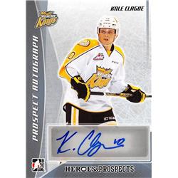 701097 Kale Clague Autographed Brandon Wheat Kings, Montreal Canadiens 2017 Leaf Heroes & Prospects Rookie No.PAKC1 Hockey Card