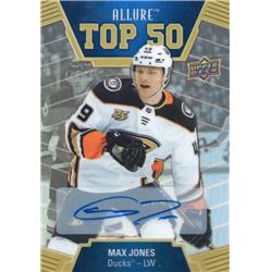 701117 Max Jones Autographed Anaheim Ducks 2020 Upper Deck Allure Refractor No.T50-4 Hockey Card