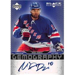 701118 Nigel Dawes Autographed New York Rangers 2007 Upper Deck Black Diamond No.GND Hockey Card