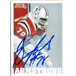 701410 Bruce Armstrong Autographed New England Patriots, SC 1991 Score No.640 Football Card