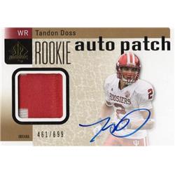 701647 Tandon Doss Autographed Player Worn Jersey Patch Indiana Hoosiers 2011 Upper Deck Rookie No.217 Football Card