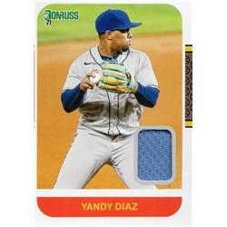 702203 Yandy Diaz Player Worn Jersey Patch Tampa Bay Rays 2021 Donruss No.87MYD Baseball Card
