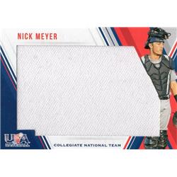 702213 Nick Meyer Player Worn Jersey Patch Cal Poly San Luis Obispo 2018 Panini USA Stars & Stripes Rookie No.15 LE 31-299 Baseball Card