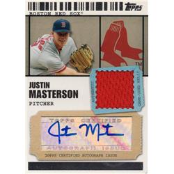 688811 Justin Masterson Autographed Player Worn Jersey Patch Boston Red Sox 2009 Topps Ticket No.TSARJM LE 230-489 Baseball Card