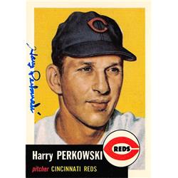 688970 Harry Perkowski Autographed Cincinnati Reds 1953 Topps Archives 1991 No.236 Baseball Card