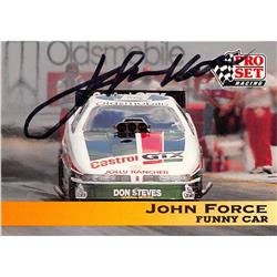 689215 John Force Autographed Funny Car Racing Driver 1992 Pro Set No.117 Trading Card