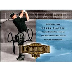 689489 Justin Leonard Autographed PGA Tour, Texas Longhorns & SC 2004 Upper Deck Leaderboard No.62 Golf Card