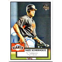 689735 Nate Schierholtz Autographed San Francisco Giants, JZ 2007 Topps 52 Rookie No.18 Baseball Card
