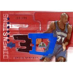 687693 Kevin Garnett Player Worn Jersey Patch Minnesota Timberwolves 2004 Upper Deck Dimensions No.3DW42 Basketball Card