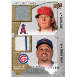 687702 Jered Weaver & Aramis Ramirez Player Worn Jersey Patch Angels, Cubs 2009 Upper Deck Ballpark Stars No.119 LE 174-400 Baseball Card