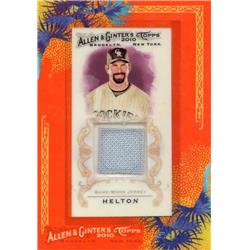 687785 Todd Helton Player Worn Jersey Patch Colorado Rockies 2010 Topps Allen & Ginter No.AGRTHE Baseball Card