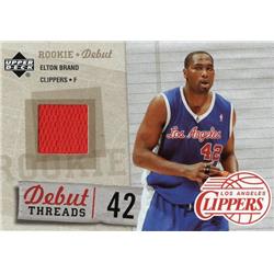 687927 Elton Brand Player Worn Jersey Patch Los Angeles Clippers 2005 Upper Deck Rookie Debut Threads No.DTEB Basketball Card