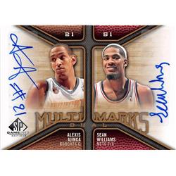 688099 Sean Williams & Alexis Ajinca Autographed Nets, Bobcats 2009 Upper Deck Multi Marks No.MDWA Basketball Card