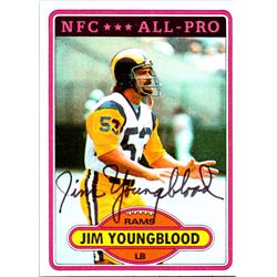 688265 Jim Youngblood Autographed Los Angeles Rams, SC 1980 Topps No.120 Football Card