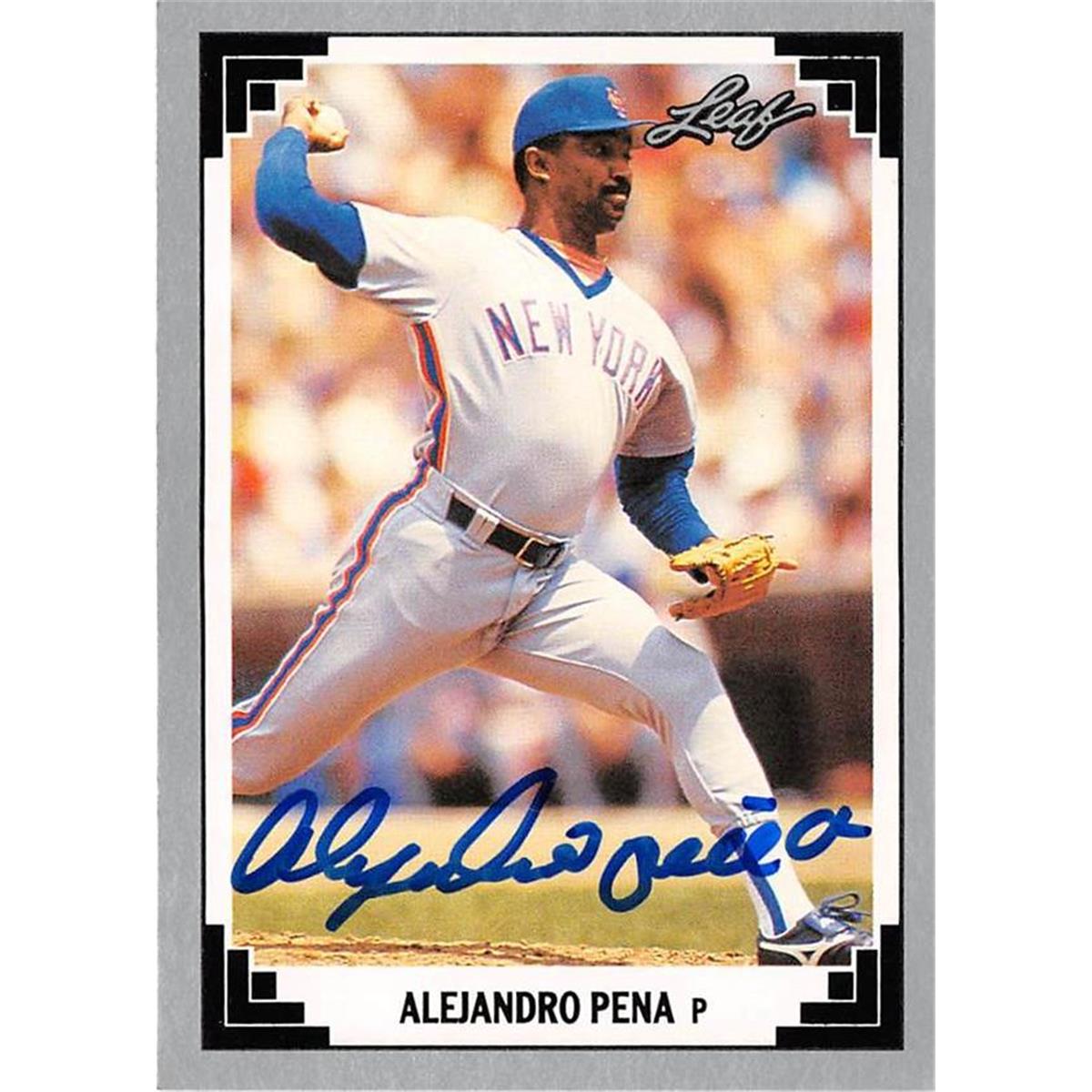 688478 Alejandro Pena Autographed New York Mets 1991 Leaf No.70 Baseball Card