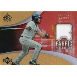 664731 Johnny Damon Player Worn Jersey Patch Boston Red Sox 2005 Upper Deck Fabric Reflections No.FRJD Baseball Card