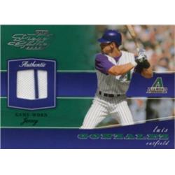 664813 Luis Gonzalez Player Worn Jersey Patch Arizona Diamondbacks 2002 Playoff No.POG50 Pinstripe Baseball Card