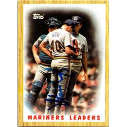 665021 Matt Young Autographed Seattle Mariners, SC 1987 Topps Team Leaders No.156 Baseball Card