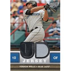 675703 Vernon Wells Player Worn Jersey Patch Toronto Blue Jays 2008 Upper Deck No.UDJVW Baseball Card