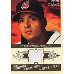675718 Victor Martinez Player Worn Jersey Patch Cleveland Indians 2009 Upper Deck Goodwin Champions No.GCMVM Baseball Card
