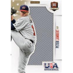 675747 Peter Lambert Player Worn Jersey Patch Team USA, Colorado Rockies 2014 Panini Rookie No.40 LE 3-49 Baseball Card