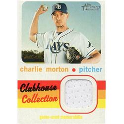 675820 Charlie Morton Player Worn Jersey Patch Tampa Bay Rays 2020 Topps Heritage Clubhouse Collection No.CCRCM Baseball Card