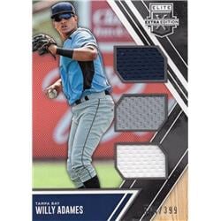 675834 Willy Adames Player Worn Jersey Patch Rays, Brewers 2017 Panini Elite Extra No.TMWA LE 74-399 Baseball Card