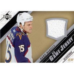 675844 Dany Heatley Player Worn Jersey Patch Atlanta Thrashers 2005 Upper Deck No.JDH Hockey Card