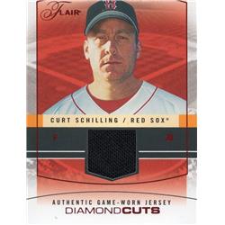 675880 Curt Schilling Player Worn Jersey Patch Boston Red Sox 2004 Fleer Flair Diamond Cuts No.DCCS LE 79-175 Baseball Card