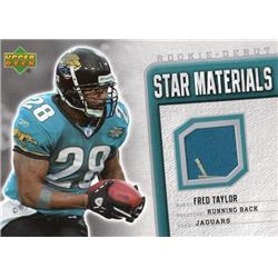675883 Fred Taylor Player Worn Jersey Patch Jacksonville Jaguars 2006 Upper Deck Star Materials No.SMFT Football Card