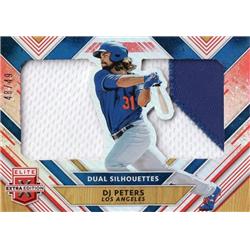 675969 Dj Peters Player Worn Jersey Patch Dodgers, Rangers 2018 Panini Elite Extra Dual Silhouettes Rookie Refractor No.DSDP LE 48-49 Baseball Card