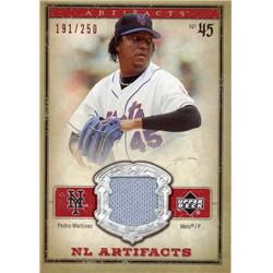 676019 Pedro Martinez Player Worn Jersey Patch New York Mets 2006 Upper Deck Artifacts No.MLPM LE 191-250 Baseball Card