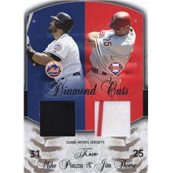 676111 Mike Piazza & Jim Thome Player Worn Jersey Patch Mets, Phillies 2005 Fleer Flair Diamond Cuts No.DCMPJT LE 25-99 Baseball Card