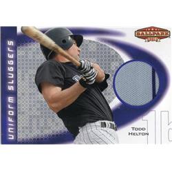 724372 Todd Helton Player Worn Jersey Patch Colorado Rockies 2002 Upper Deck Uniform Sluggers No.USTH Baseball Card