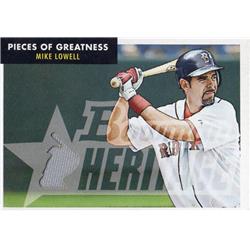 724380 Mike Lowell Player Worn Jersey Patch Boston Red Sox 2007 Topps Heritage Pieces of Greatness No.PGML Baseball Card