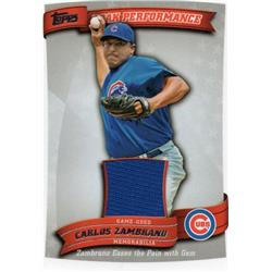 724450 Carlos Zambrano Player Worn Jersey Patch Chicago Cubs 2010 Topps Peak Performance No.PPRCZ Baseball Card
